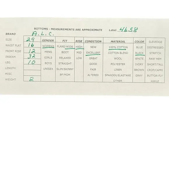 A.L.C. Hayden High Rise Seamed Wide Jeans Washed Black Cotton Womens Size 29 - Picture 3 of 10